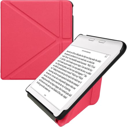 kwmobile e-reader hoesje geschikt voor Kobo Libra Colour hoes - Ereader flip case met standaard - E reader cover van kunstleer - In neon roze
