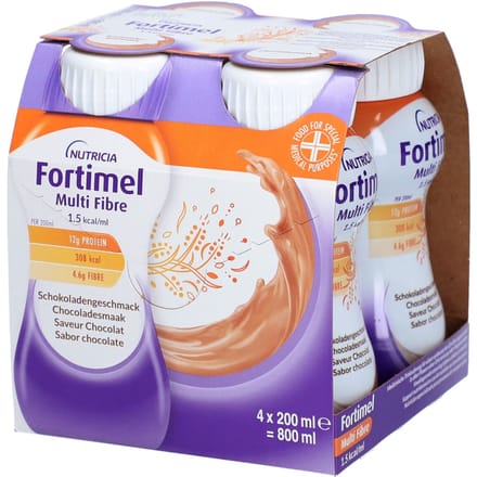 Fortimel Multi Fiber 1.5kcal | Chocolade Voedingssupplement Ondervoeding 4x200 Drinkbare oplossing