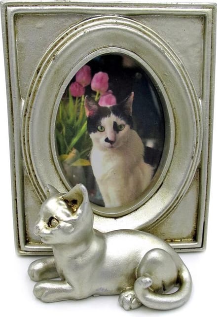 Lavandoux - Fotolijstje met Kat - Formaat 7 x 9 cm - Zilver