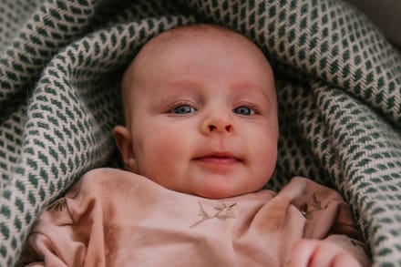 Wiegdeken wol - Pure Baby Love - bee - bosgroen