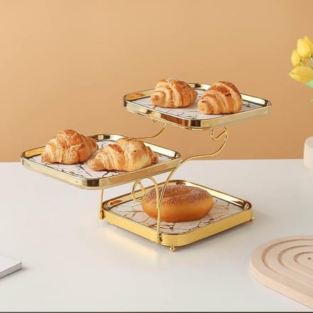 Luxe Serveerschaal Etagere Wit / Goud