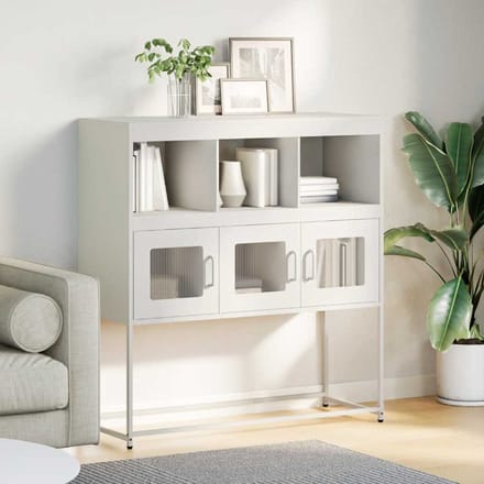 vidaXL - Dressoir - 100,5x39x107 - cm - koudgewalst - staal - wit