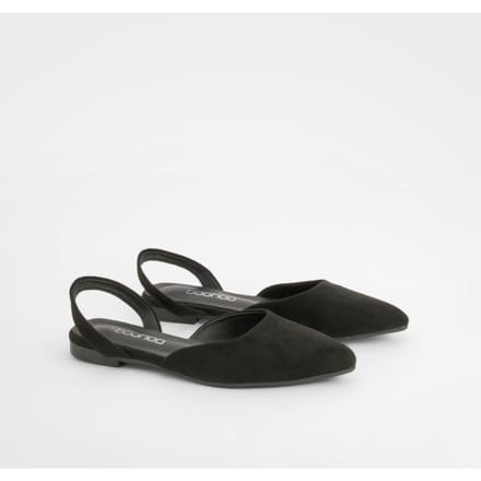 boohoo Dames Slingback Puntige Flats | Zwart | Maat: 36