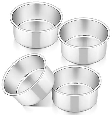 Mini Taartpan Set van 4 - 4 Inch RVS Bakvormen voor Taart, Quiche en Pizza