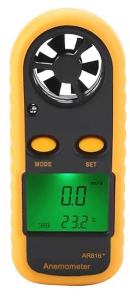 Digitale Handheld Anemometer met LCD Achtergrondverlichting - Windsnelheid- en Temperatuursmeter