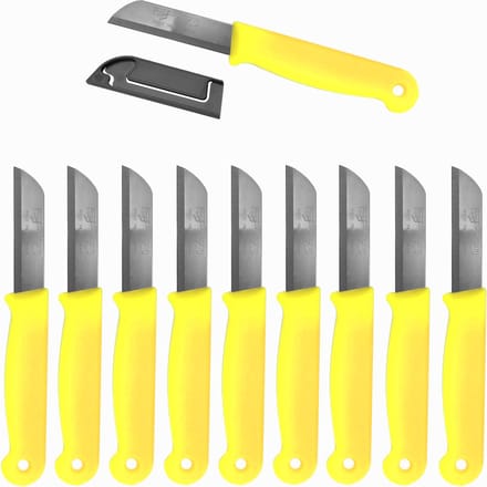 Solingen Schilmesje – RVS – Glad – 16 cm met Blade Cover – Citroen Geel – 10 stuks