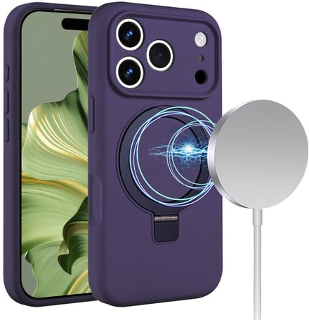 Geschikt voor iPhone 17 Pro Max hoesje – Solidenz Paars MagSafe Kickstand Case – Schokbestendige Backcover
