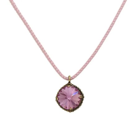 Roze sieradenketting metaal met Crystal(321 26N 03633 )