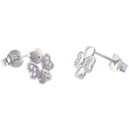 Behave – Oorsteker – Zilver 925 – Klavertjevier – Hartjes – 8 mm – Geluk