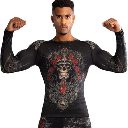 Venum Santa Muerte 5.0 L/S Rashguard Diepzwart Goud - S