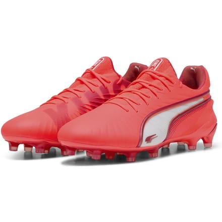 Puma Heren King Ultimate Stevige Grond Voetbalschoenen (Rood, Wit)