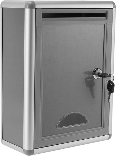 Brievenbus Decoratie - Post Box - Post Ontvangen - Afsluitbaar Ontwerp - 21.5 cm Breed - Zilverkleurig