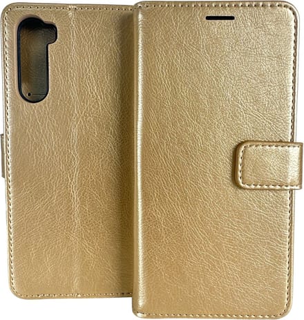 Hoesje Geschikt Voor OnePlus Nord - Bookcase Portemonnee - 3 Pasjesvakken - Magnetische Sluiting en Standfunctie - Goud - Ar202