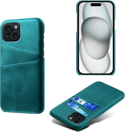 Backcover met Opbergvakjes + PMMA Screenprotector voor iPhone 15 Plus _ Groen