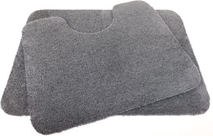 Set - PRIMA - Soft - WC mat - 50x60cm - met uitsparing 21 cm - en - badmat - 50x70cm - donker grijs - antislip