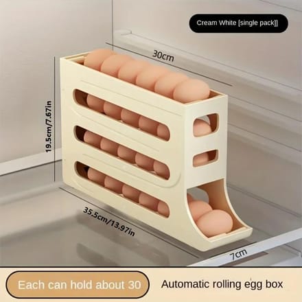 4 Lagen Eierrolmand Eierrek voor Koelkast Multifunctioneel Automatisch Capaciteit Koelkast Speciaal Eierorganizer Mand