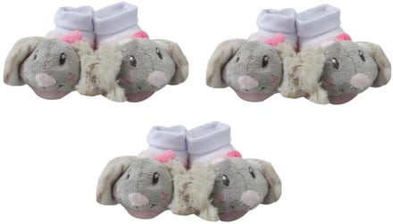 Konijntje - slofjes - pantoffels - roze - set van 3 paar