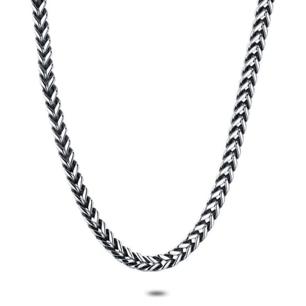 Twice As Nice Halsketting in edelstaal, vierkante gourmet, 6 mm 60cm
