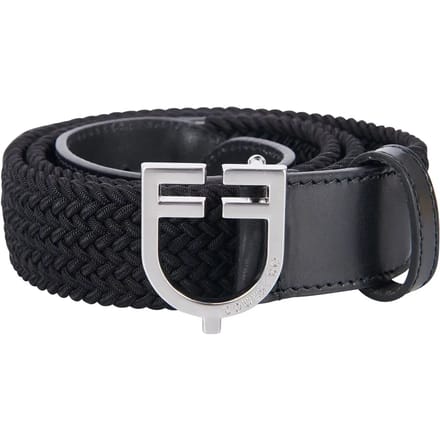 Elastische riem met leren logo-buckle voor dames Equestro