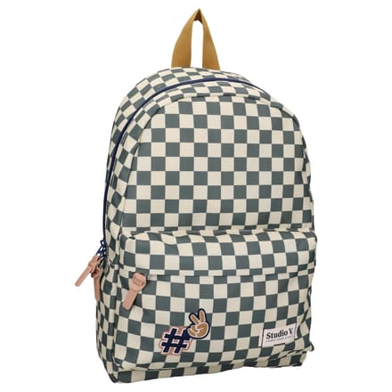 Studio V Retro Forever - Rugzak - Gevoerd - 10,5 liter - 38 x 25 x 12 cm - Geruit - Groen
