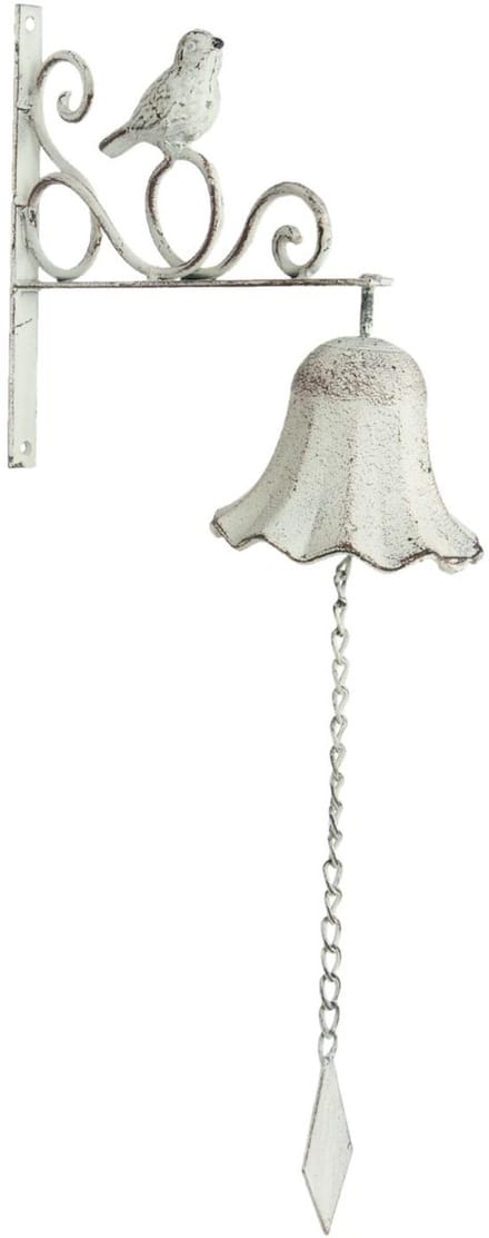 Clayre & Eef Ouderwetse Deurbel 24x10x49 cm Wit IJzer