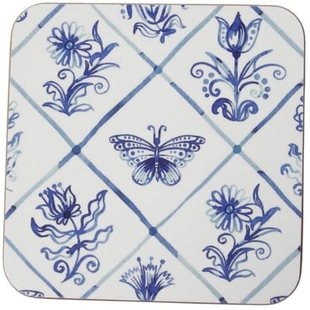 Mars & More | 6 luxe onderzetters Delfts blauw (Delfts Blue Kitchen) | 10x10 cm | SCOZDB