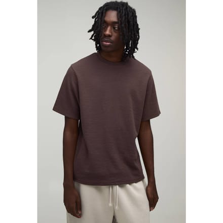 Essentieel Regular Fit Wafel T-shirt | Chocolate | Size Small