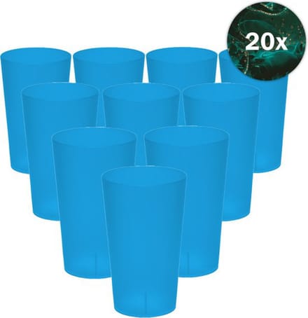 Hardcups - Kunststof Bekers - 25cl - Blauw - 20 Stuks