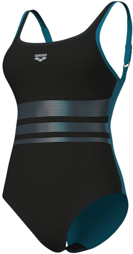 Arena badpak model Rosa Wing - Zwart/Petrol - Maat 46