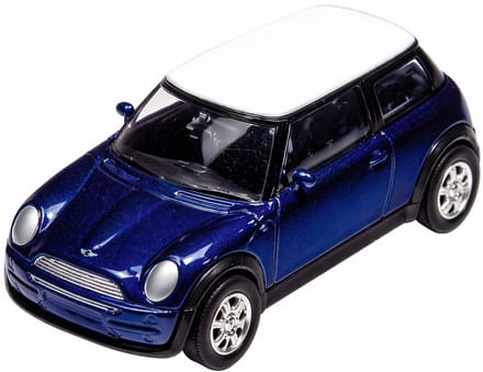 Goki Mini Cooper modelauto - blauw - 7 cm - schaal 1:60 - metaal - speelgoedwagen