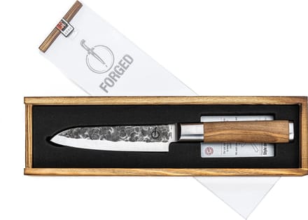 Forged Olive Santokumes 14cm - Olijfhout - In Houten Gifbox