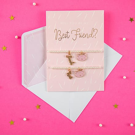 Wenskaart - Best Friends met armbandjes