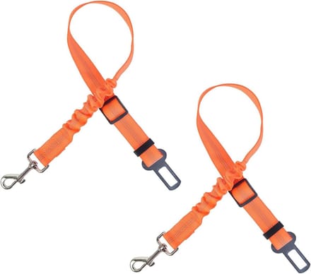 Autogordel Set - Huisdier Veiligheid - Veilig Reizen - Elastische Buffer - Verstelbaar - Oranje