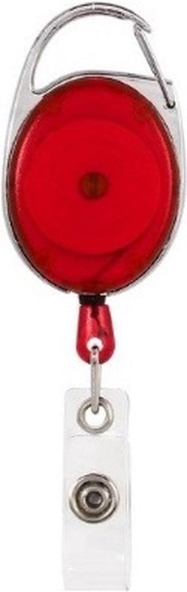 Finnacle - Badgehouder - Clip & Trekkoord - Rood Transparant