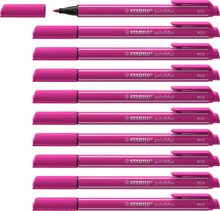 STABILO pointMax - Hardtip Fineliner 0,8 mm - Nylon Punt - Roze - Doos 10 stuks
