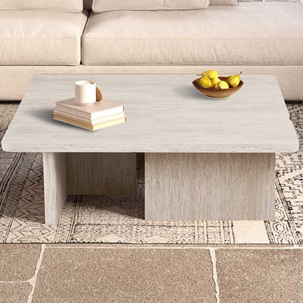 Set Van 2 Salontafels Arallo - 120x120x38cm - Travertin