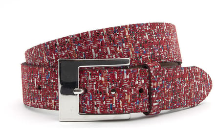 Dames riem rood tweed - 4 cm breed - Leer - Jeans riem - Casual - Maat 100