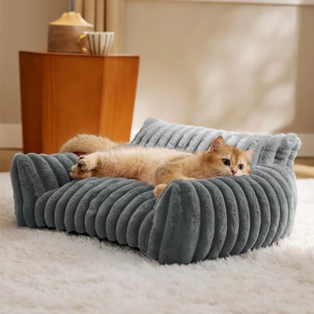 Topmast Sofa - Geribbelde Pluche - Antraciet - 76 x 51 x 25 cm