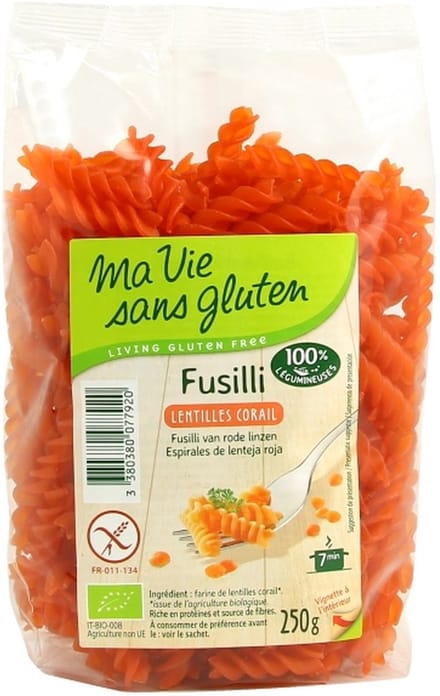 Ma Vie Sans Gluten Fusilli van rode linzen 250 gram