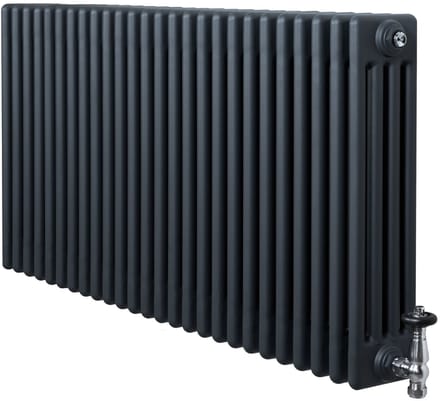 4-kolomsradiator - grijs - 600x1190 mm - thermostaatkraan
