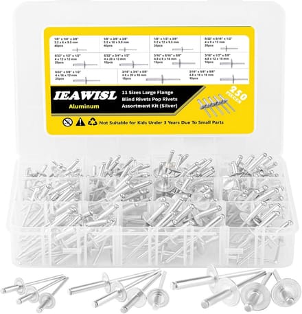 250 Stuks Aluminium Blindklinknagels Breed Flens Assortiment Set
