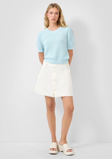 Mini Rok met Geweven Ruiten en Knopen Vrouwen QS