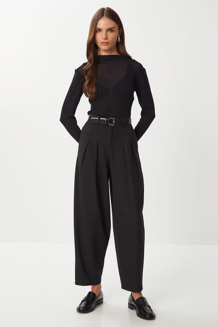 Hoge Taille Plissé Tailored Broek