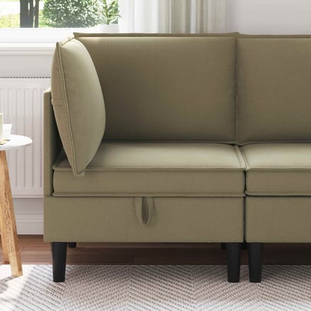 vidaXL - Hoek - Sofa - met - Opbergruimte - Kaki - Fluweel