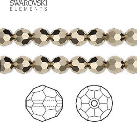 Swarovski Elements, 24 stuks Swarovski ronde kralen, 6mm, metallic light gold 2x (5000)