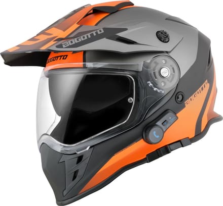 Bogotto H331 BT Tour EVO Zwart Grijs Oranje Bluetooth Enduro Helm - Helm