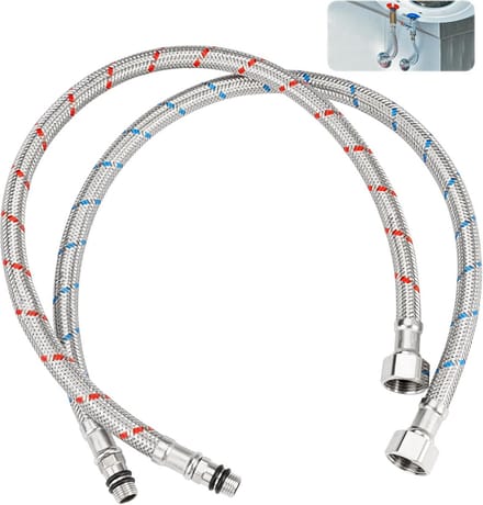 Aansluitslangen Keuken - Kraanslangen - Wateraansluiting - Lekvrije Afdichting - 50 cm - Zilver