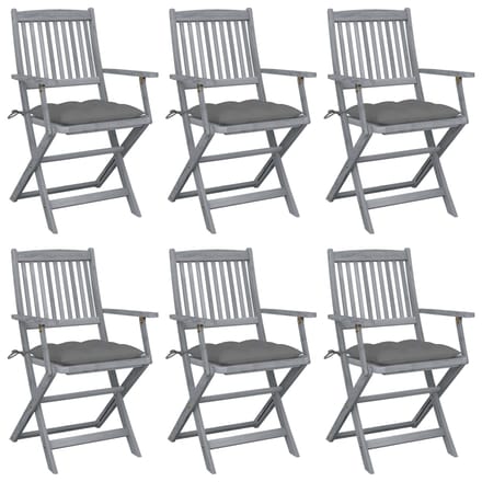 vidaXL - Inklapbare - stoelen - 6 - st - met - kussens - massief - acaciahout