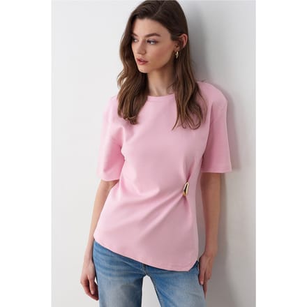 Dames T-shirt met ronde hals en korte mouwen