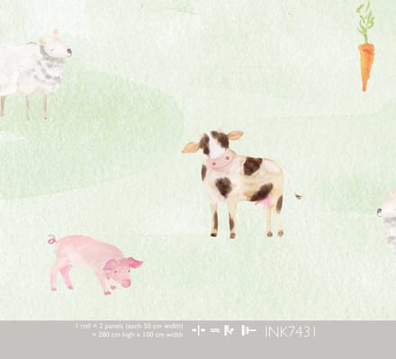 INGK - Kate & Andy - Behang - Barnyard (green)
